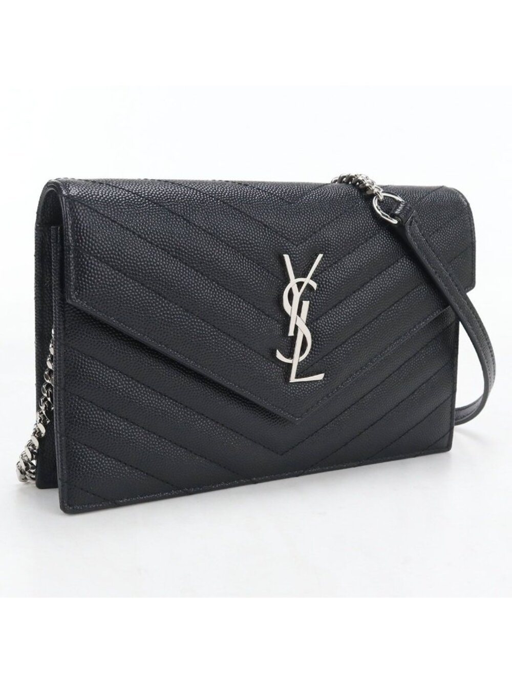 Saint Laurent Envelope Cassandra Chain Wallet Leather Shoulder Bag